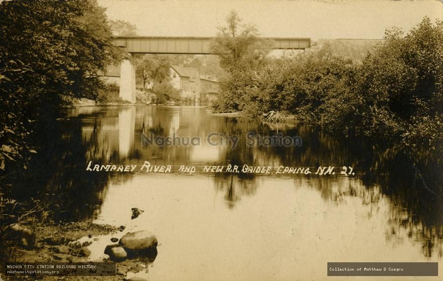 Postcard: Lamprey River and new Railroad Bridge, Epping, New Hampshire